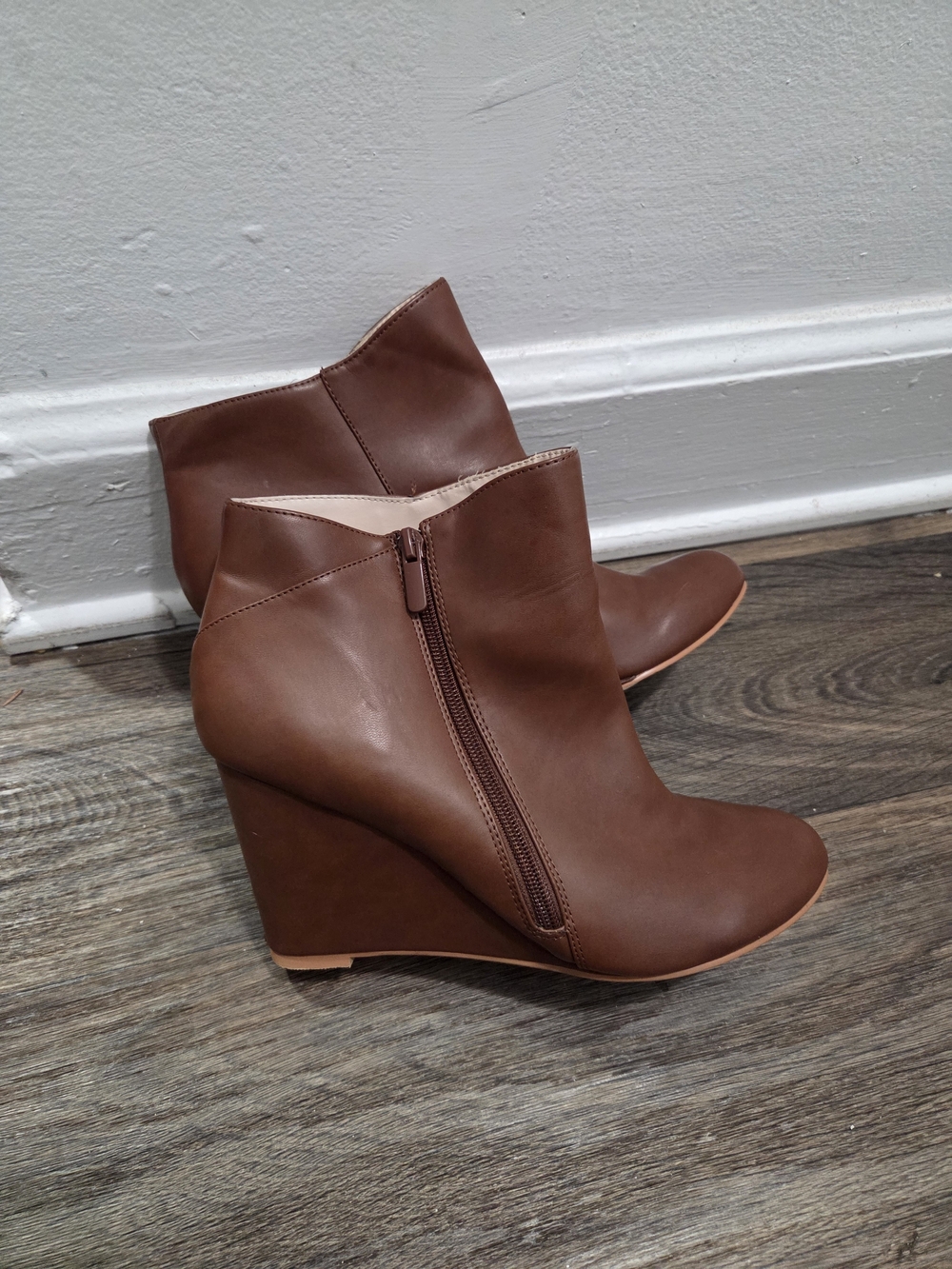 Torrid Size 10.5 Brown Wedge Ankle Boots with Side Zip